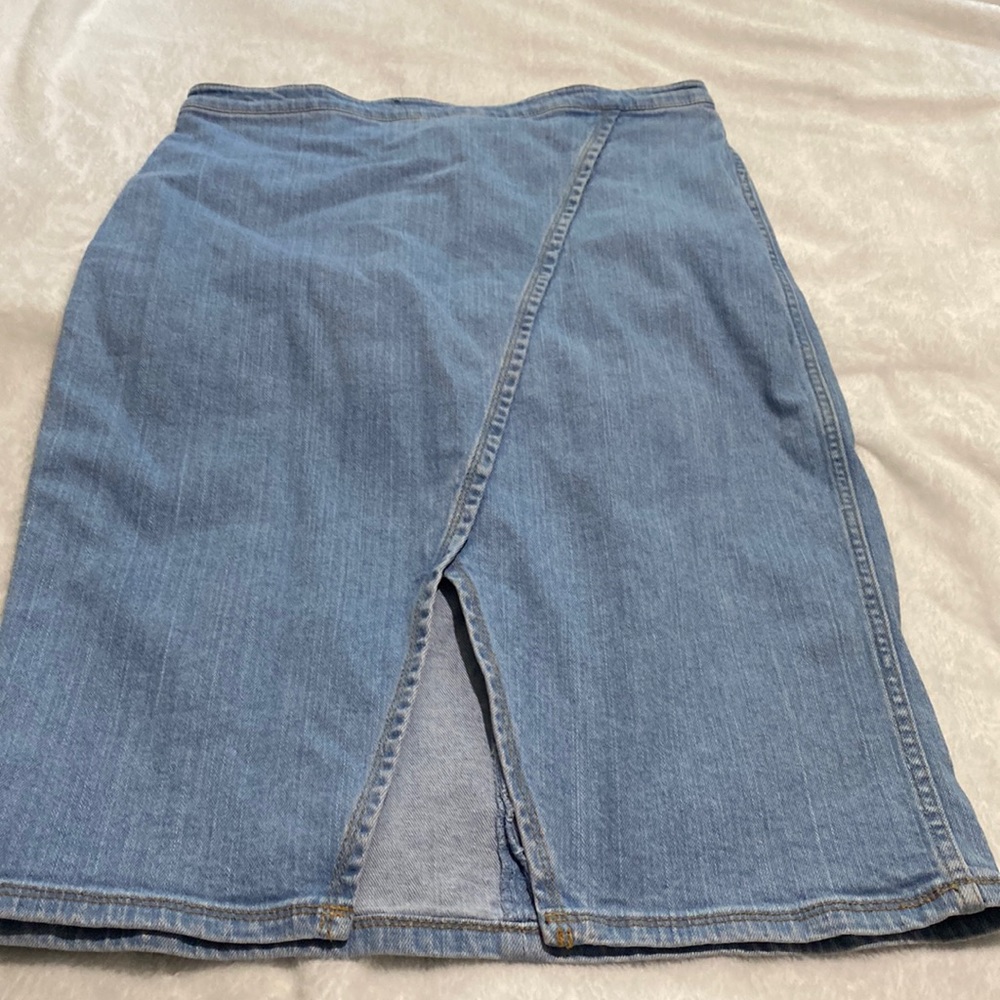 vintage denim pencil skirt with slit